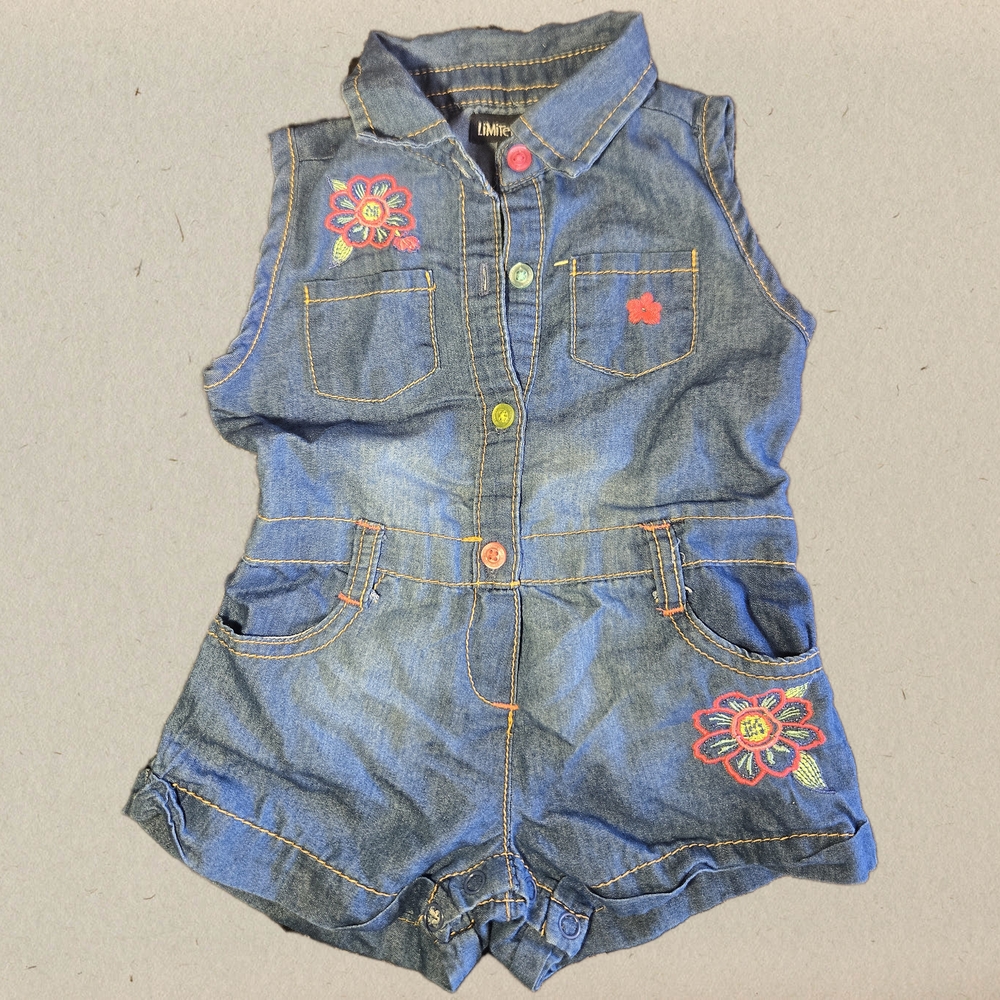 Kids Denim Romper - Blue